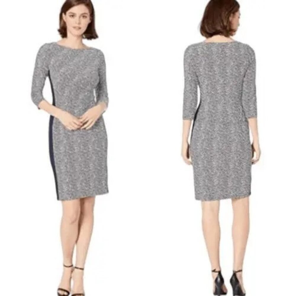 Lauren Ralph Lauren‎ Black Geo Stretch Jersey Sheath Dress Size 10
